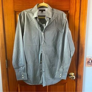 NWT Banana Republic Green Check Men’s Medium Non-Iron Slim Fit Dress Shirt